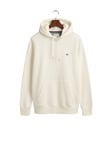 Gant Mens Regular Fit Shield Logo Pullover Hoodie - White Cotton - Size Large