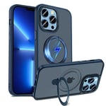 S. Dawezo Coque Magnétique pour iPhone 13 Pro Max, Compatible avec MagSafe, Coque iPhone 13 Pro Max Support Invisible, Toucher Doux, Protection Antichoc Militaire, Dos Anti Rayures - Bleu Foncé