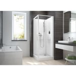 Cabine de douche - Izibox 2 - 90 x 90 cm - Porte pivotante sérigraphiée LEDA