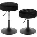 2x Tabouret de Bar Bas en Velours avec Espace de Rangement, Chaise de Bar Ronde, Réglable 49, 5-65cm, Noir BH329sz-2 - Woltu