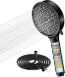 Cobbe Filtre Pommeau de douche Anti Calcaire avec 20 Étapes Filtre et avec Tuyau 1,5M, 6 Types de Jets Pommeau Économie Deau Haute Pression (Noire)