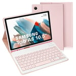 LAMA Samsung Galaxy Tab A8 Keyboard Case with Built-in S Pen Holder for Samsung Tab A8 10.5in 2021 (SM-X200/X205/X207) UK Layout, Slim Smart Galaxy Tab A8 Tablet Cover&Detachable Keyboard, Pink