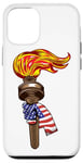 Coque pour iPhone 12/12 Pro Drapeau américain et torche 4 juillet patriotique américain