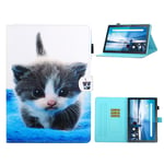 Lenovo Tab M10 FHD Plus cool pattern leather case - Cat Musta