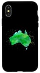 Coque pour iPhone X/XS Australie Down Under Aquarelle Carte du drapeau australien