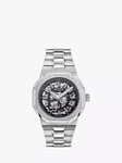 Rotary GB05415/04 Men's Regent Automatic Skeleton Date Bracelet Strap Watch, Silver