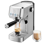 CASABREWS 20 Bar Coffee Machine, Professional Coffee Maker, Cappuccino and Latte Machine with Steam Wand, Compact Espresso Machine with 1.3L Removable Water Tank, Stainless Steel