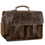 STILORD 'Jeffrey' Porte Document Femme et Homme Cuir Sac d'Enseignant XL Sac à Bandoulière Ordinateur Portable 15,6 Classeur A4 Trolley, Couleur:Missouri - Marron