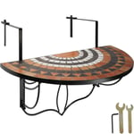 Table De Balcon Rabattable Terracotta/Blanc 76 Cm Helloshop26 2208255