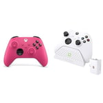 Xbox Manette sans Fil - Deep Pink Series X, Series S, One, Windows 10 & 11, Android et iOS+Venom Station de chargement avec batterie rechargeable - Blanc