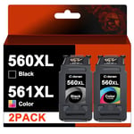 Coloran 560XL 561XL Ink Cartridges Combo Pack Replacement for Canon 560 561 Ink Cartridges PG-560XL CL-561XL 560XL 561XL for Pixma TS5350 TS5351 TS5352 TS5353 TS7450 TS7451 (1 Black 1 Colour)