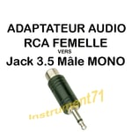 1 Adaptateur RCA Femelle vers Jack 3,5 Mâle Mono Capot Plastique