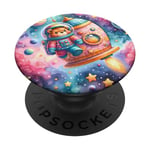 Ours astronaute flottant près d'un pot de miel Station spatiale PopSockets PopGrip Interchangeable