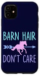 Coque pour iPhone 11 Équitation Barn Hair Don't Care Funny Equestrian Rider