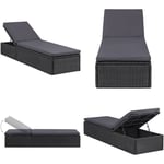 Vidaxl - Chaise longue Résine tressée Noir et gris foncé - chaise longue - chaises longues - Home & Living - Noir