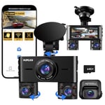 HUPEJOS 360° Dash Cam Front and Rear Inside, 4 Channel FHD 4 * 1080P Dashcam for Cars, Voice Control, Car Camera with WiFi, Include 64GB SD Card, 3.16" IPS Screen, WDR Night Vision, 24H Parking Mode