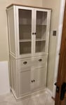 Large Pantry Cupboard Central Drawer 5 Shelves Glass Doors Kitchen Essentials