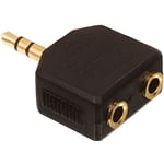 VALUELINE AC-012GOLD Adaptateur avec fiche - Jack stéréo 3,5 mm mâle - 2x 3,5 mm femelle - Noir