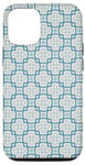 Coque pour iPhone 12/12 Pro Blue Grey Crosses Squares Chains Geometric Moroccan Pattern