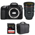 Canon EOS 90D + EF 24-70mm f/2.8L II USM + SanDisk 128GB Extreme PRO UHS-I SDXC 170 MB/s + Sac | Garantie 2 ans