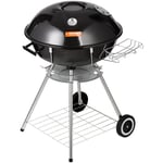 Vevor - Barbecue a Charbon de Bois Diametre 56 cm Barbecue Rond sur Pied avec Couvercle et Roues Gril a Charbon en Porcelaine Emaillee Thermometre