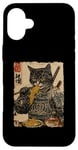 Coque pour iPhone 16 Plus Samurai Cat Loves Ramen Anime Drôle Anime Art Japonais Samouraï