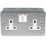 Prise électrique double RS PRO, Montage en saillie, Type G - Britannique avec interrupteur, , IP20 ( Prix pour 1 )