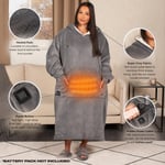 Heated Hoodie Blanket Extra Long Oversized Sherpa Throw USB Jumper