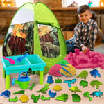 Kids 34 PCs Pop Up Play Tent Magic Sand Pit Dinosaur Moulds & Table Outdoor Toys