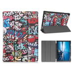 Lenovo Tab M10 FHD REL coolt mönstrat flipfodral i läder - Tecknad Graffiti