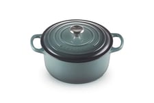 Le Creuset Signature 21177223602430 Enamelled Cast Iron Round Casserole Dish With Lid, 22 cm, 3.3 Litre, Ocean