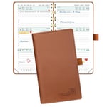 POPRUN Agenda de Poche 2025 16,5 x 9 cm D'août 2024 à déc 2025 - Petit Planner Semainier Scolaire 17 Mois avec Couverture Souple Spirale, Fente Pour Carte, Papier Certifié FSC®80 g/m² - Marron