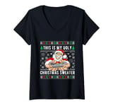 Womens Santa playing video games This is my ugly Christmas Gaming V-Neck T-Shirt