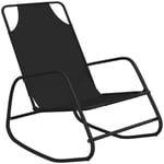 Transat Chaise Longue Bain De Soleil Lit De Jardin Terrasse Meuble D'extérieur À Bascule Noir Acier Et Textilène Helloshop26 02_0012977