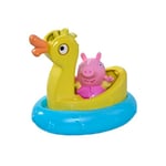 Toomies Peppa Pig Peppa and Duck Bath Float - Peppa Water Squirter Bath Toy and Duck Pourer Float with Water Wheel - Officially Licensed Peppa Pig Toys - Baby Bath Toys for +18 Months