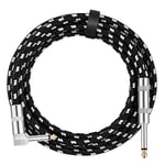 Donner Guitar Lead 3m 10ft, Electric Guitar Bass AMP Cable 1/4 inch Jack Lead Right Angle to Straight Instrument Cable Black White