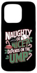 Coque pour iPhone 15 Pro Naughty or Nice dépend du Noël Ump Baseball