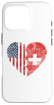 iPhone 16 Pro Swiss American Flags Heart | United States Switzerland Roots Case