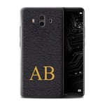 Stuff4 Personalised Phone Case for Huawei Mate 10 Custom Leather Effect Olive Black Monogram Transparent Clear Ultra Slim Thin Hard Back Cover