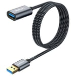 Câble Rallonge USB 3.0, 1m Câble Extension USB 3.0 Mâle A vers Femelle A 5 Gbps Compatible Pour Hub USB, Disque Dur Externe, Clavier, Souris