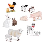 Terra by Battat AN6044BZ – Set de 6 Paires de Figurines de Collection Animaux de la Ferme - Vaches Moutons Lapins Coq Poussins Dalmatiens Cochons- 12 pièces - Dès 3 ans