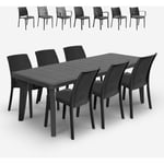 Salon de jardin table extensible 160-220cm + 6 chaises noir Liri Dark Chaises Modèle: Virginia