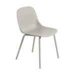 Muuto Fiber Outdoor side chair stol med stålben Grey