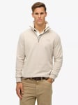 Superdry Essential Logo Henley Sweatshirt, Light Stone Beige