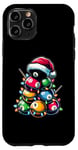 Coque pour iPhone 11 Pro Queue de billard en poils de boule de billard Chapeau de Noël