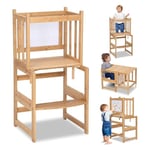 COSYLAND Tour d'apprentissage Pliable 3 en 1 pour Enfants - Bambou Naturel certifié FSC® - Protection élégante Contre Le basculement - Tour d'apprentissage à partir de 1 an (Naturel)