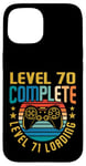 Coque pour iPhone 15 Level 70 Complete Level 71 Gamer vidéo 70e anniversaire