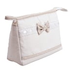 FILET - Trousse de Voyage avec Fermeture à Glissière, Enveloppe avec Poche en Toile Aida à Broder, Organisateur de Produits de Beauté, 100% Made in Italy, Dimensions 24x16x6 cm, Couleur Blanc et Beige