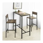 Sobuy - Lot Table et Chaises de Bar de Style Industriel Ensemble Table de Bar + 2 Haute Chaise Haute,OGT03-XL ®