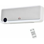 Radiateur mural soufflant oscillant 2000 w - chauffage céramique ptc - 3 niveaux de puissance - télécommande incluse blanc argenté